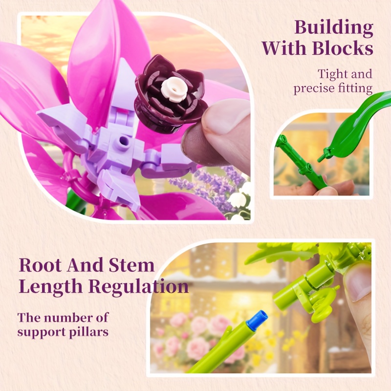 Building Blocks 16 Bouquets Set, Creative Assembled